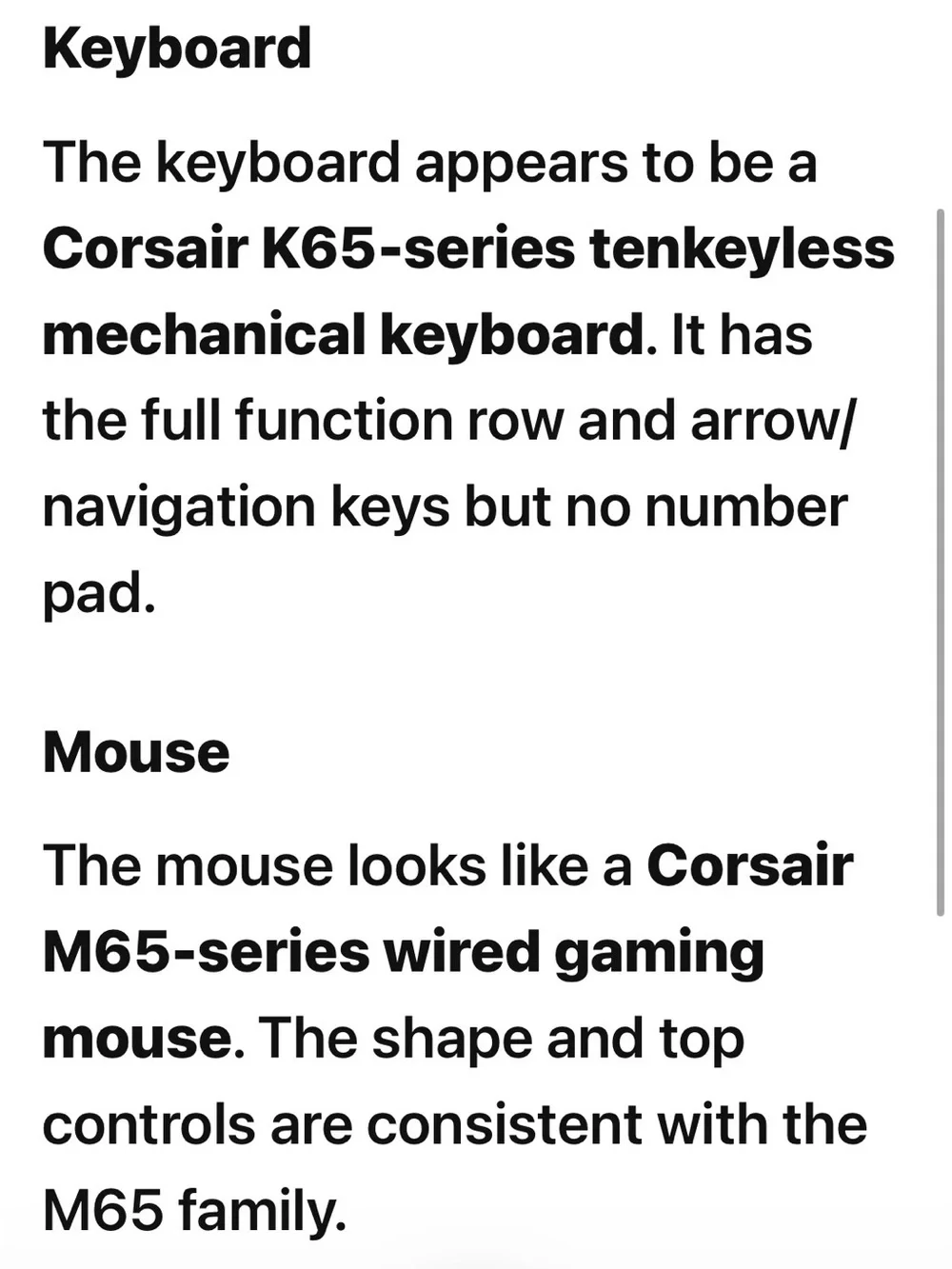 Corsair K60 Pro keyboard and mouse